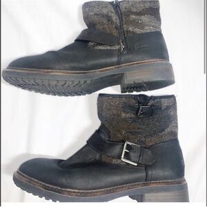 Black and Gray Ankle Boots with Buckle